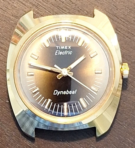 Vintage 1970s Timex Electric Dynabeat Gold-Tone Watch