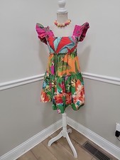 Farm Rio Tried Ruffle Foliage Tropical Swing Mini Dress 