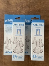 12 PACK Dr Brown's Natural Flow Level 2, Narrow Baby Bottle Nipple, Medium, 3m 