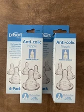12 PACK! Dr Brown's Natural Flow Level 2, Narrow Baby Bottle Nipple, Medium, 3m+