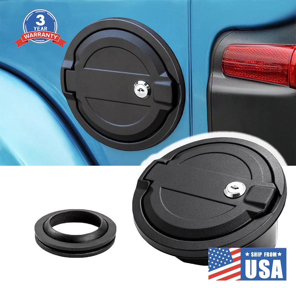 Aluminum Locking Fuel Door Gas Tank Cap Cover For Jeep Wrangler JL 2018-24