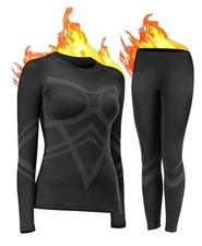  Womens Thermal Underwear Long Johns Base Layer Set for Women Small Geo Black