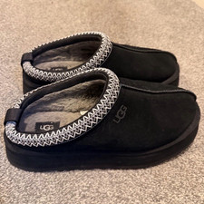 UGG Tasman II Women's Black Suede Slip-On Slippers Lined Wool US 10