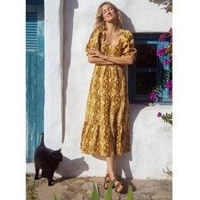 Faithfull the Brand Anthropologie Dawn Linen Dress Size 6 Medium