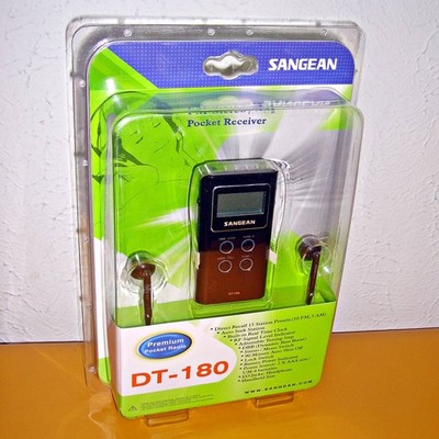 [NEW] SANGEAN DT-180 PORTABLE AM/FM POCKET DIGITAL CLOCK RADIO (BLACK)