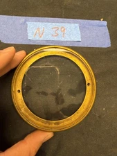 (N39) Antique French Mantle Clock Back Bezel Door Part Brass & Beveled Glass