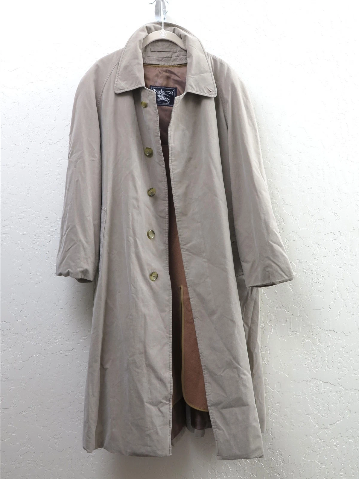 Burberry — Burberry's London SHER Light Grey Check Plaid Trench Coat With Wool Liner 38 S