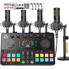 Podcast Equipment Bundle 4 Mics Interface Voice Change