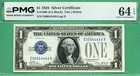 FANCY BINARY SERIAL NUMBER - E 00044440 A - 1928 $1 SC - Fr 1600 - PMG CU 64 EPQ — photo 1