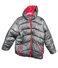 Jordan Jacket Youth 12-13 Years Black Gray Hooded Puffer Elephant Print Full Zip