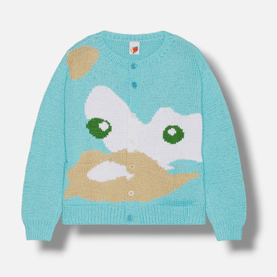 Sky High Farm Workwear Men's Blue Ice Cream Hand Knit Cardigan Sweater Size M