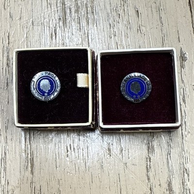 VINTAGE ANN PAGE SPICE 10 & 20 YEAR SERVICE PINS GROCERY STORE BADGE STERLING