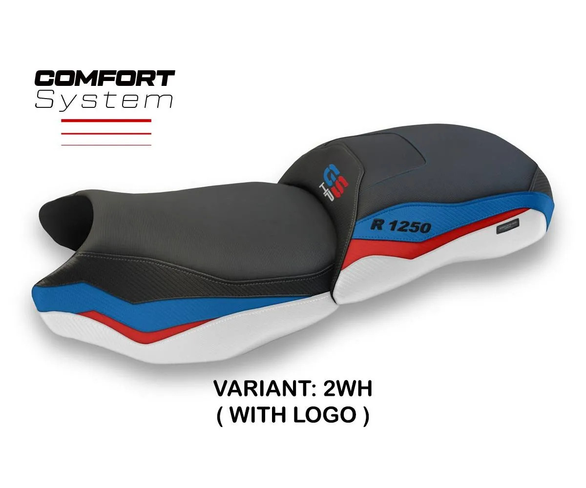 Seat cover Taiwan Comfort S White + logo Tpz compatible BMW R 1250 GS 2019 2023