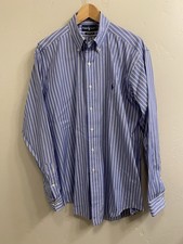 Ralph Lauren Men s 16 X 34/35 Blue Stripe Classic Fit Button Down Shirt