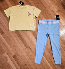 NEW Under Armour Youth Big Girl Crop Tee  Full-length Legging Set YL - 14 