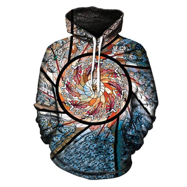 Floral Printed Spiral Hoodie Men&Woman S-5XL