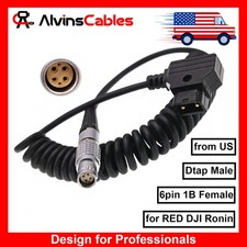 1B 6 Pin Female to D-Tap Coiled Power Cable for RED V-Raptor DSMC2 DJI Ronin 4D