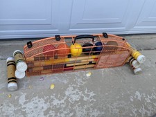 SPORTCRAFT Wooden Croquet Set Orange Metal Carrying Case 6 Players Vintage