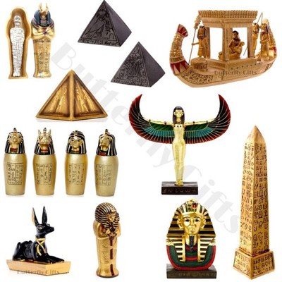 Altägyptische Sammlerstücke Deko Figuren Ornamente Golden Bast Pyramiden