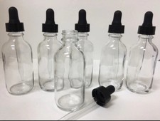18 Pack - 2oz CLEAR Boston Glass Bottles w/Glass eye droppers New 60ML