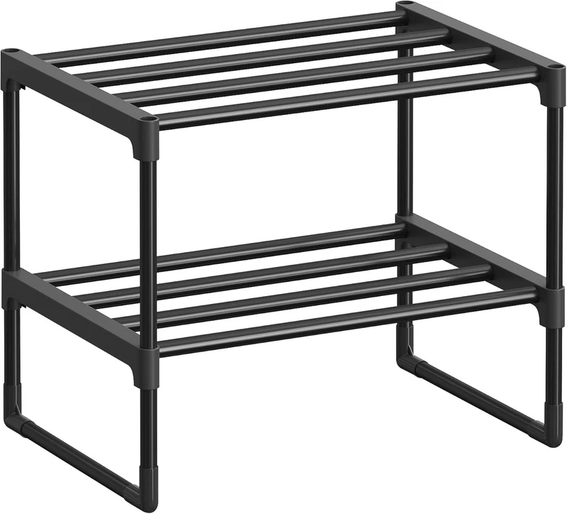 SONGMICS Shoe Rack, 2-Tier Shoe Organizer, Metal