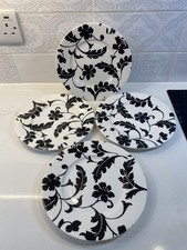 4 x Marks & Spencer Black Damask Salad/Dessert Plates 22cm