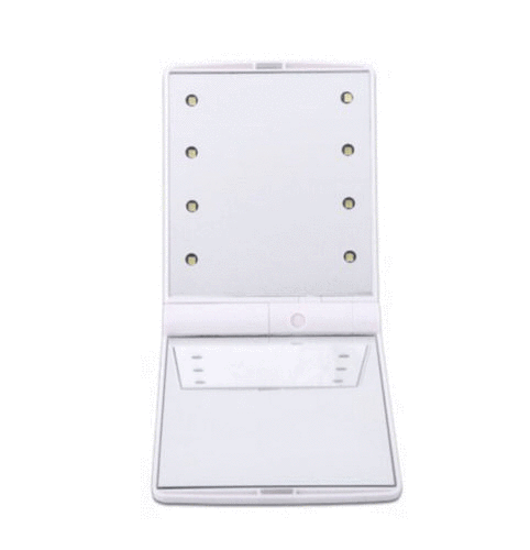 Makeup Cosmetic Folding Mirror 8LED Lights With Batteries Compact Pocket Lamp UK - Picture 14 of 17