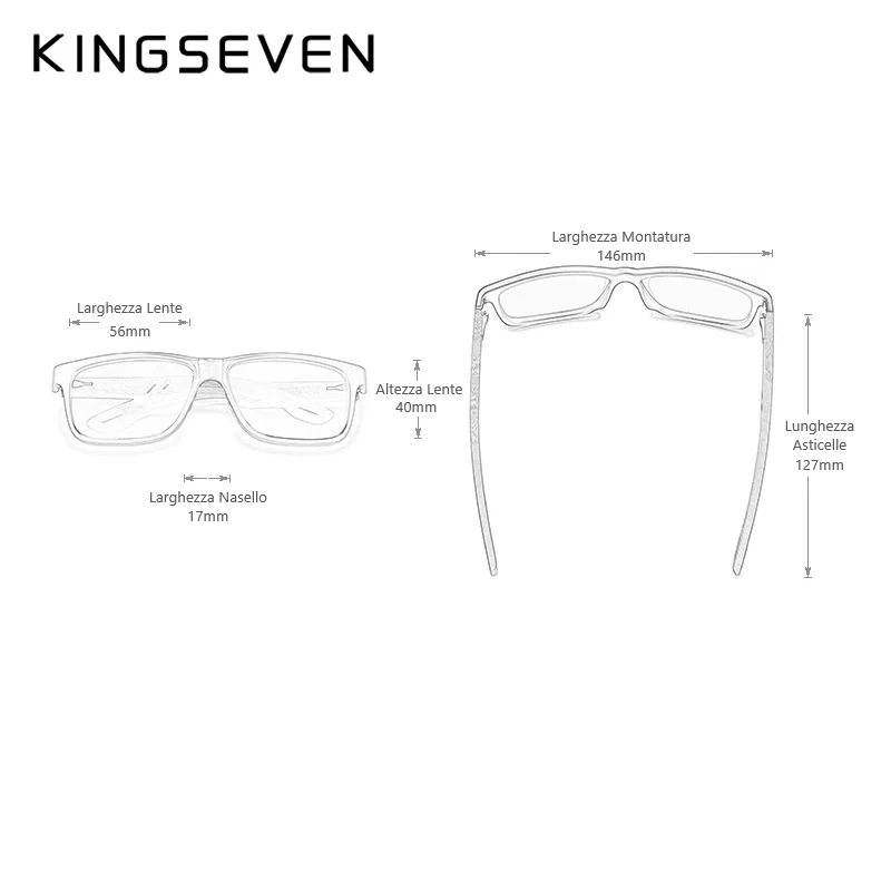 KINGSEVEN Occhiali da Sole Vintage in Legno Uomo Donna Polarizzati al 100% UV400 - Immagine 4 di 4