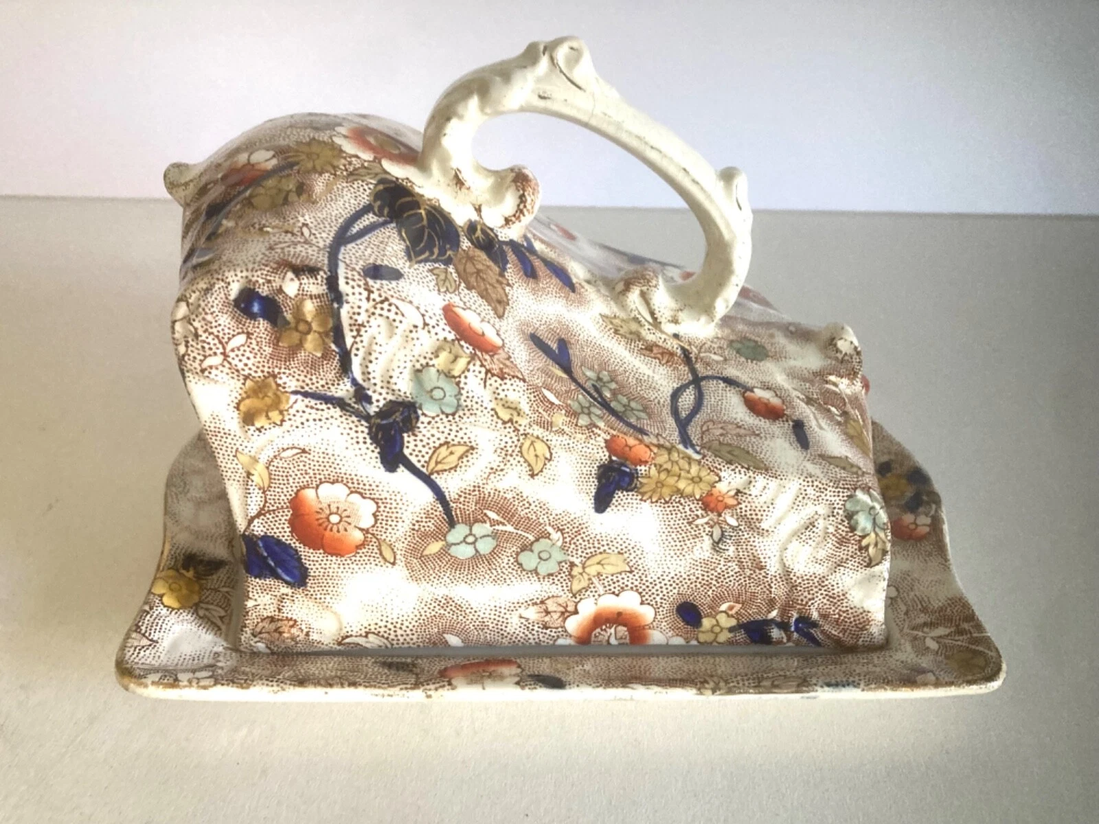 Vintage Victorian Antique Cheese Keeper English Ceramic, Decorative Butter Dish
