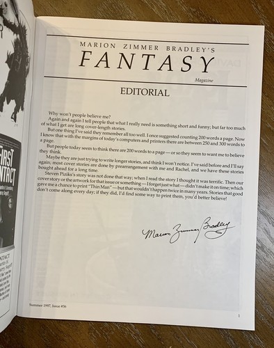MZB Fantasy Magazine #36 Summer 1997 VG Marion Zimmer Bradley Sci-Fi Fantasy B&B - Picture 2 of 7