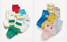 Old Navy Baby 12 Pack Crew Socks Stripe Solid Sunshine Variety 6-12 Months NEW