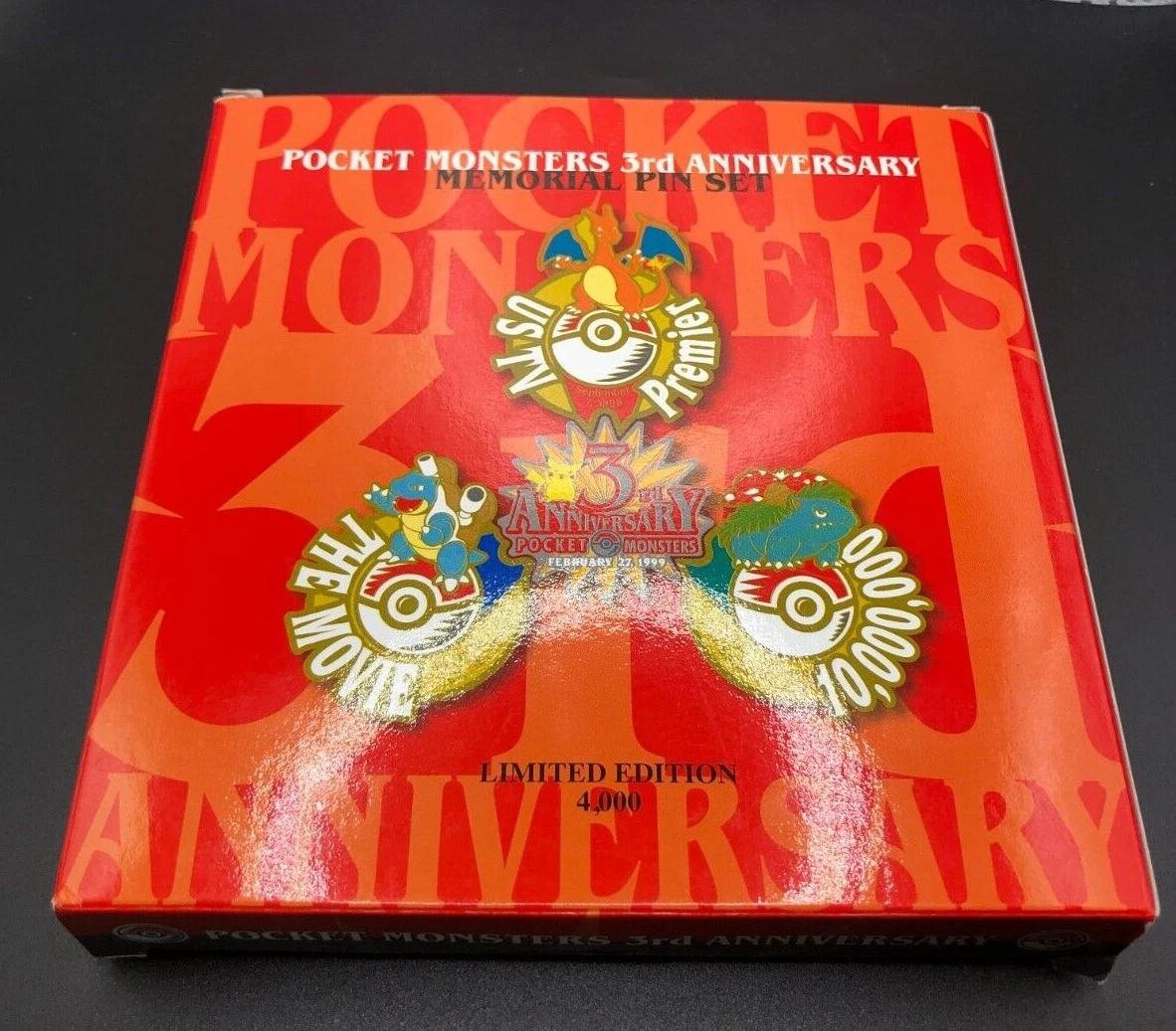 Pokemon 3rd Anniversary Memorial Pin Badge Set PoKemon Center Tokyo Limited