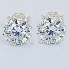 Elegant 2Ct White Diamond Solitaire Studs-Great Shine  Bling-VIDEOFree Tariffs