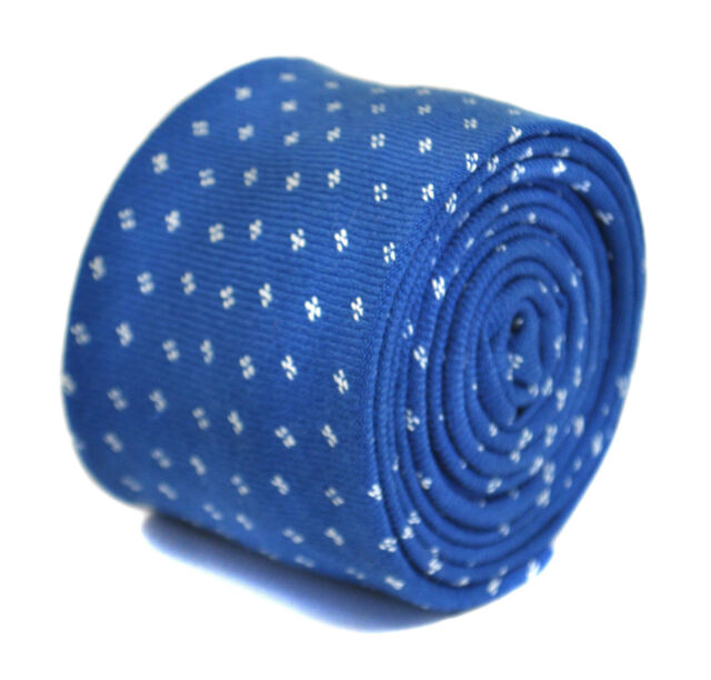 Frederick Thomas Algodón de Diseño Hombre Corbata - Azul Real - Lunares Flaco