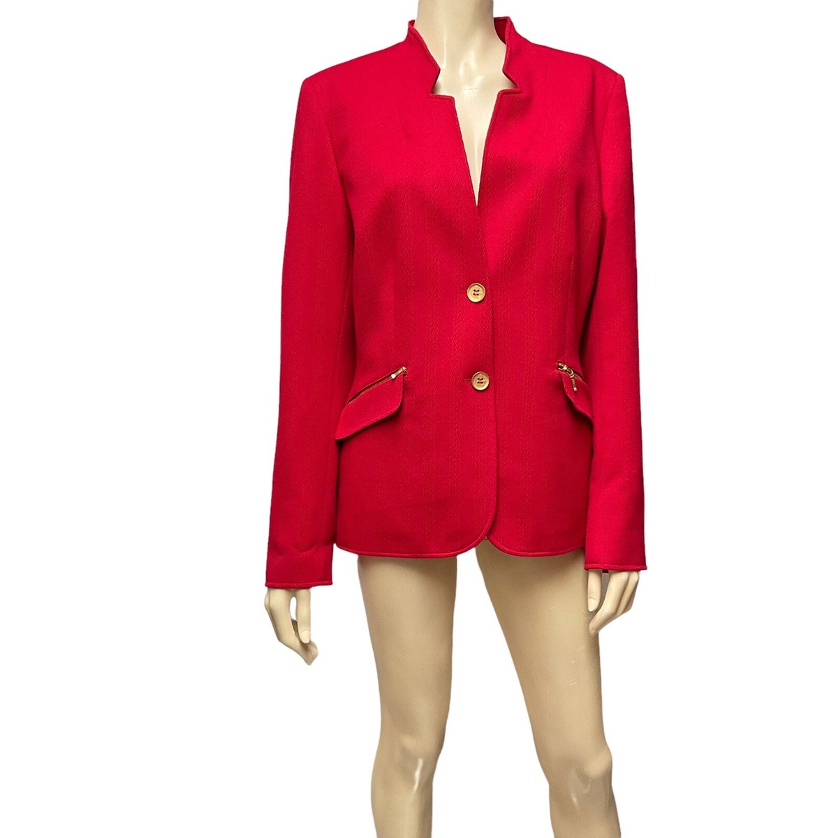 Mary Kay Blazer Red Jacket Textured Size LT Twinhill Zip Pockets