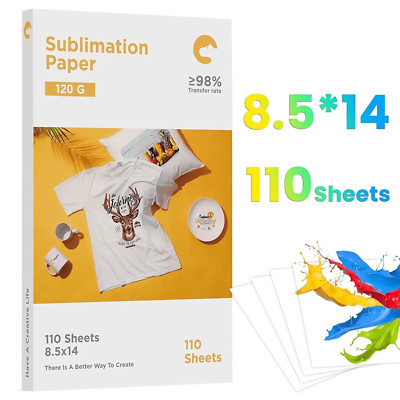 Hiipoo 110 Sheets Sublimation Paper 8.5x14 for Sublimation Printer Ecotank 120g