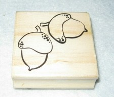 Rubber Stamp - Pair of Acorns - Bold Outline - Medium Size