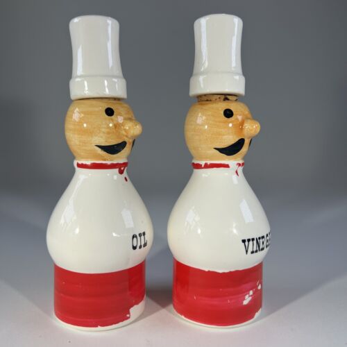 Vintage Nasco Oil and Vinegar Decanter Cruet Chef 7.25” Tall Bake Made in Japan - Picture 2 of 14