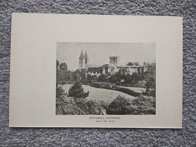 Southwell Cathedral, South View - antiker Druck - 1940