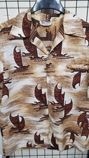 Vintage 1960s Kai-Nani Aloha Hawaiian Button Shirt LARGE Excellent