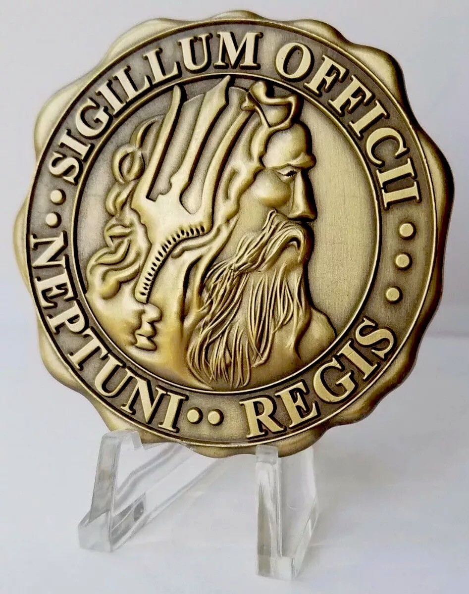 NAVY SHELLBACK EQUATOR SAND DOLLAR NEPTUNE GREEK GOD SPEAR CPO