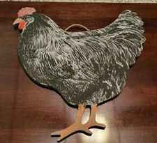 Black Hen Shaped Wooden Plaque Designed By  Penni Schadle Chalk Couture