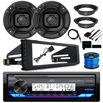 JVC Marine Radio, 2x 6.5'' Speaker, Antenna, Wire, Harley Install Kit Accessories