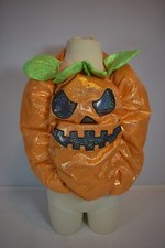 Toddler Costume Scary-Faced Pumpkin Shimmery Puffy w/Hook Loop Straps - Medium