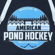 American Pond Hockey Invitational Minocqua Wisconsin Black Hooded Sweatshirt; S