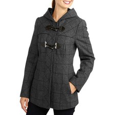 Women Jacket George Uk Blazers Hooded Striped Gray Wool Peacoat