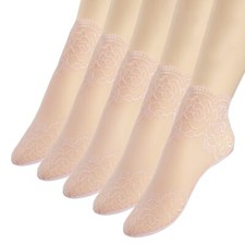Pink Lace Ankle Socks For Women - 5Pairs ruffle socks women - Fishnet Ankle W...