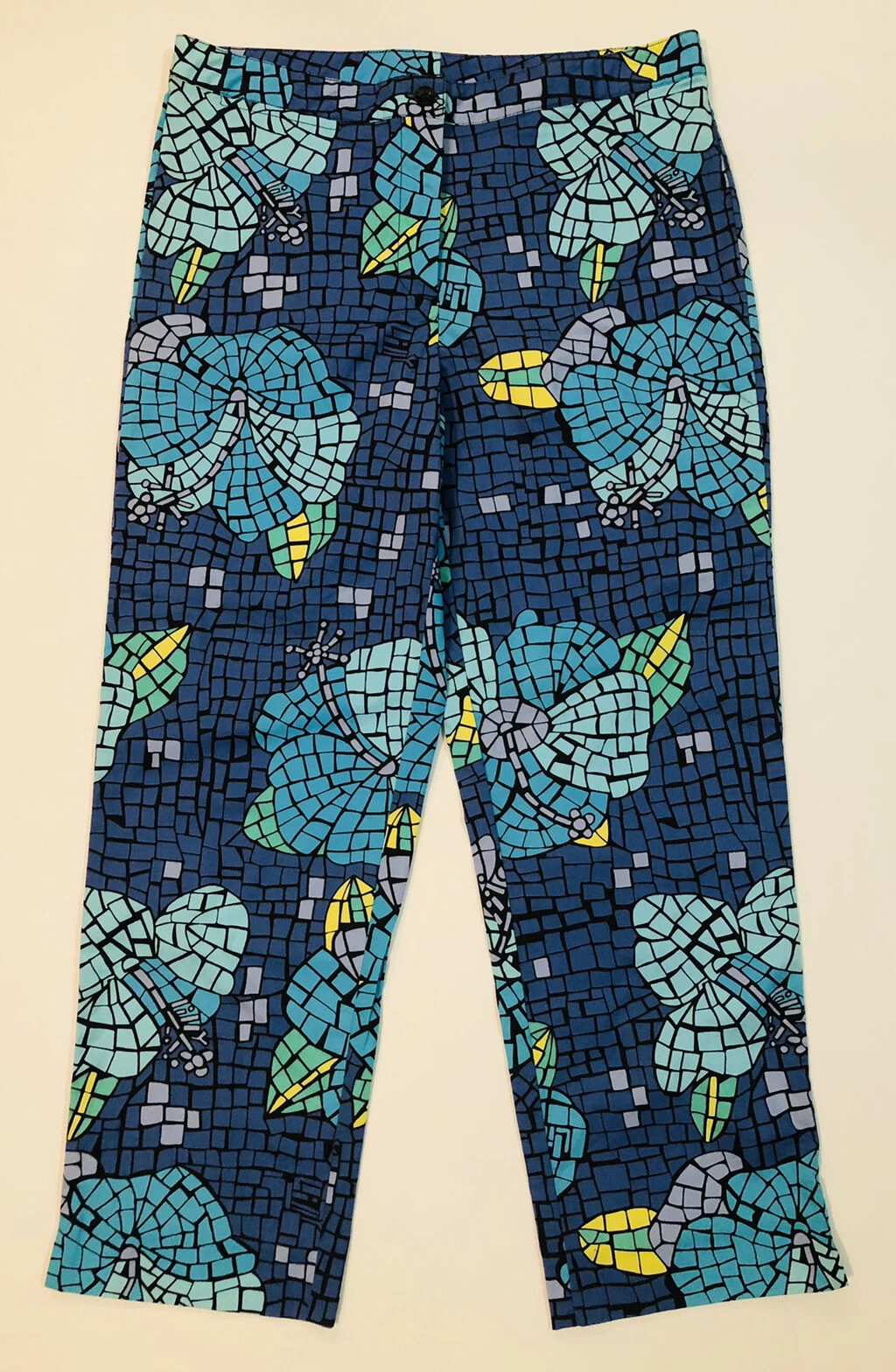 Lilly Pulitzer Capri Pants Black Molokini Mosaic Print Stretchy - Sz 6 NWOT