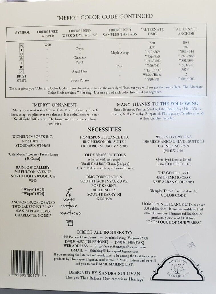 Homespun Elegance Cinnamon Stick XV SANTA'S A PLENTY I #173 Samplers & Ornament