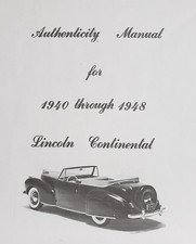 1940-1948 Lincoln Continental Authenticity Manual For Restorations Improvement